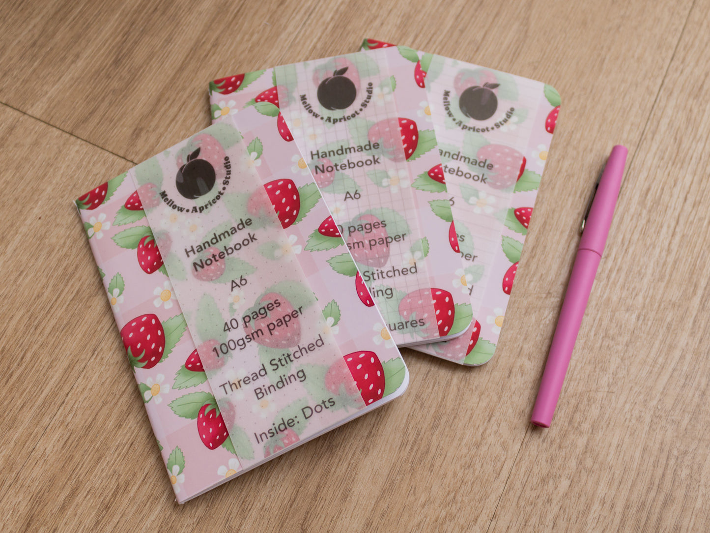A6 Handmade Notebook with Strawberry Design