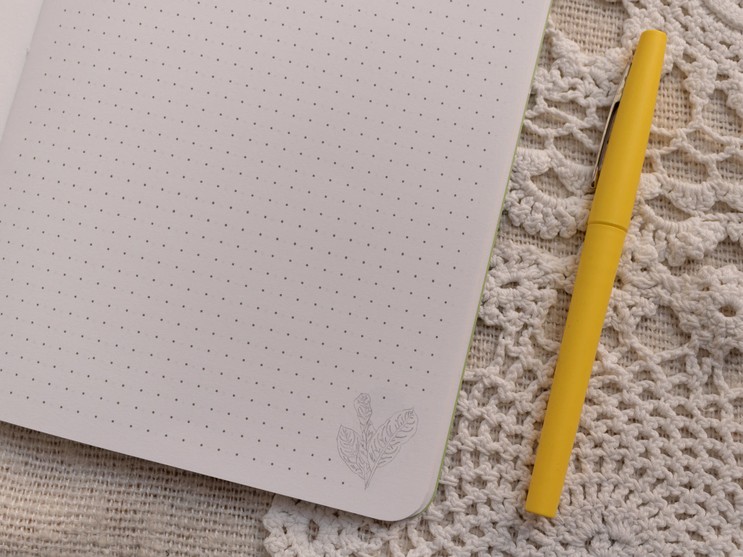 A5 Handmade Notebook with Spring Foraging Design - Dot Grid Inner Pages