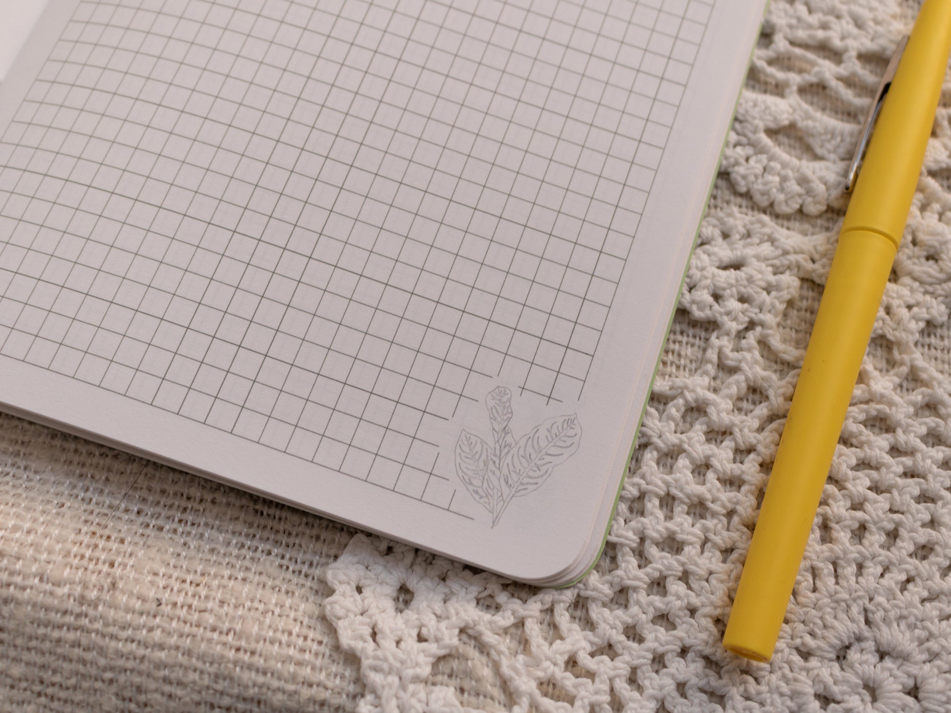 A5 Handmade Notebook with Spring Foraging Design - Square Grid Inner Pages