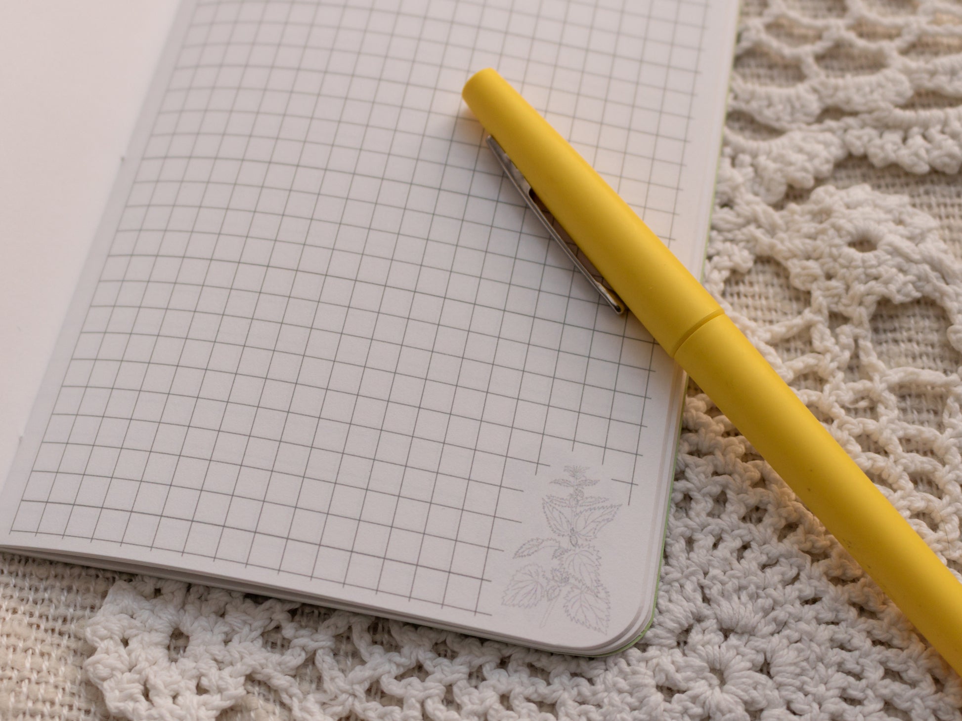 A6 Handmade Notebook with Spring Foraging Design - Square Grid Inner Pages