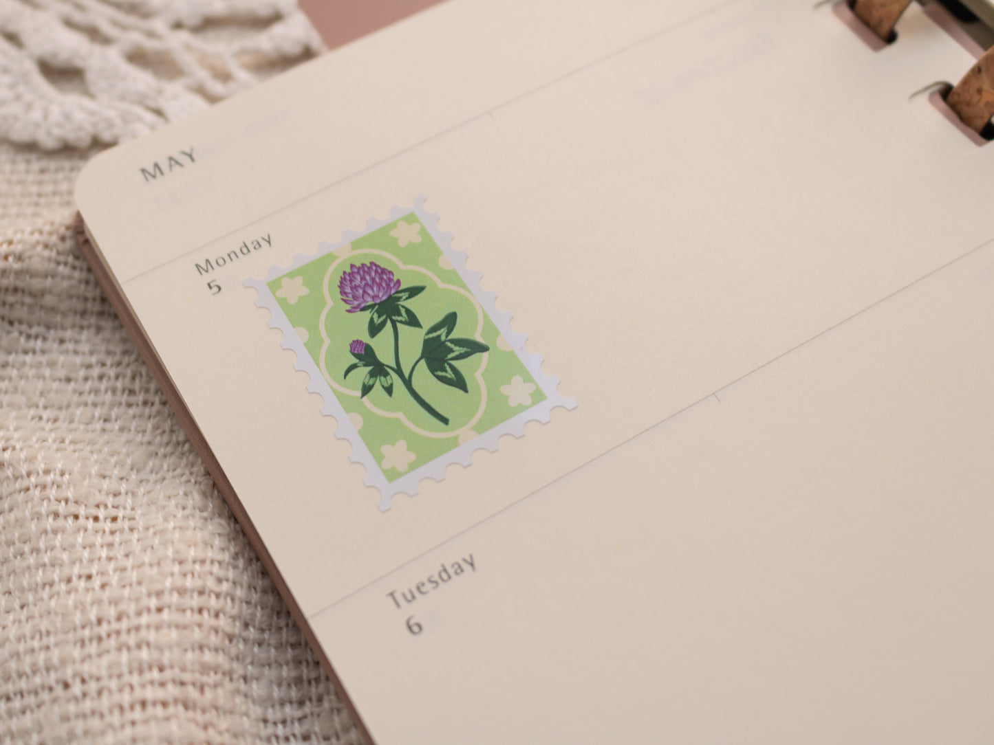Sticker Sheet - Spring Foraging - individual stamp-shaped sticker with clove plant