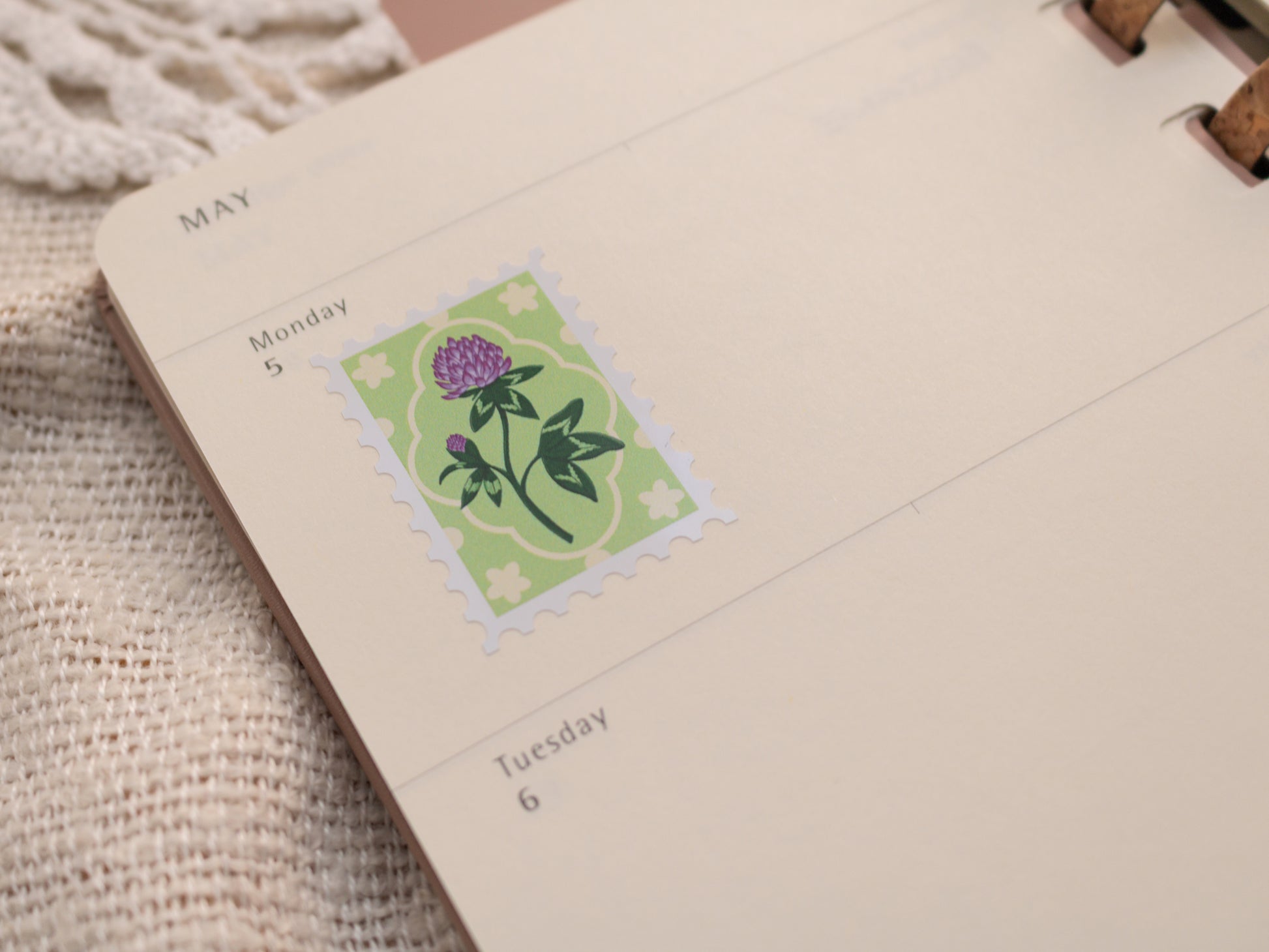 Sticker Sheet - Spring Foraging - individual stamp-shaped sticker with clove plant