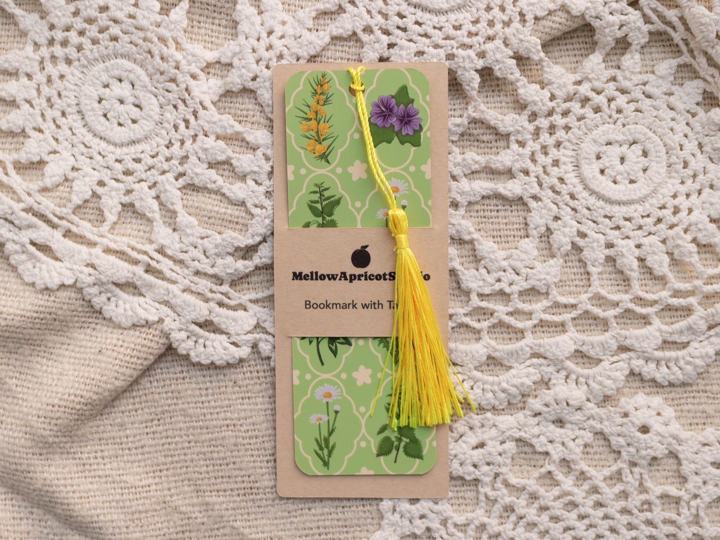 Spring Foraging Bookmark with Tassel - in packaging