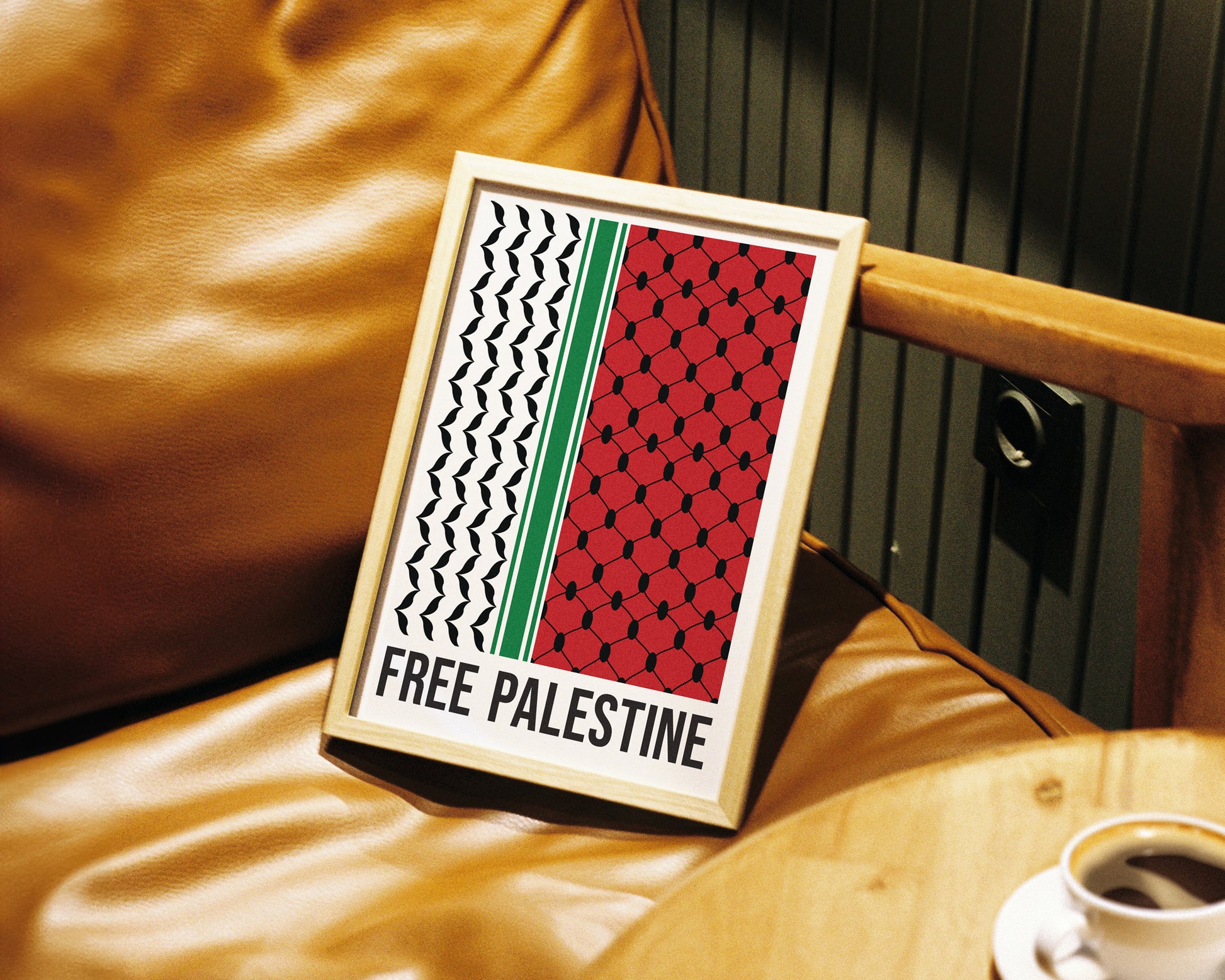 Free Palestine Wall Art - A4 Framed on Chair