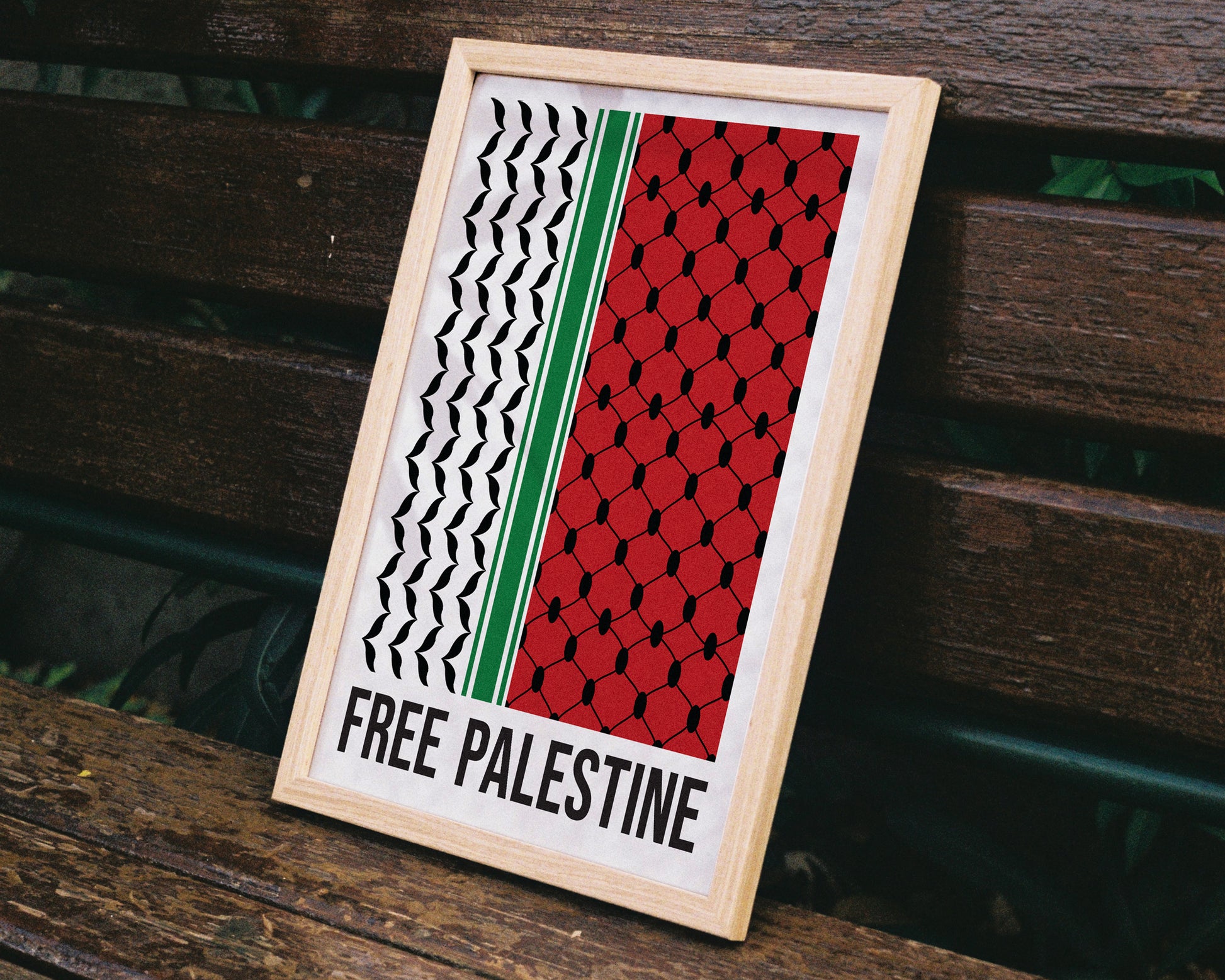 Free Palestine Wall Art - A4 Framed on Bench