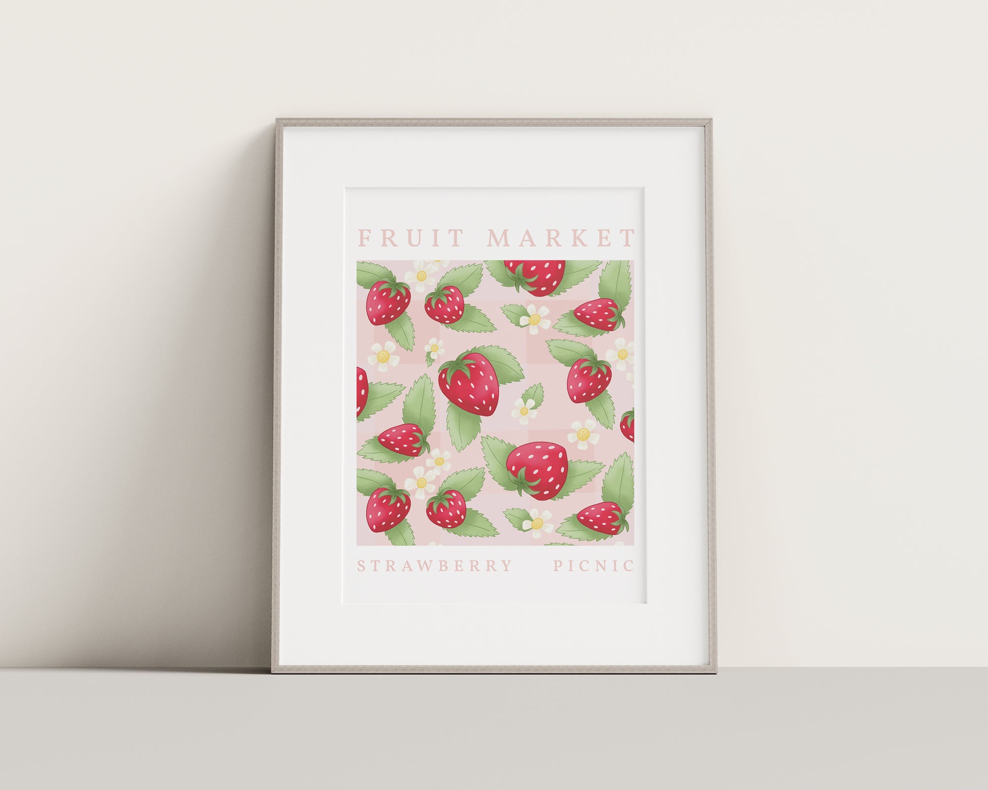Strawberry Picnic Wall Art - A4 Framed