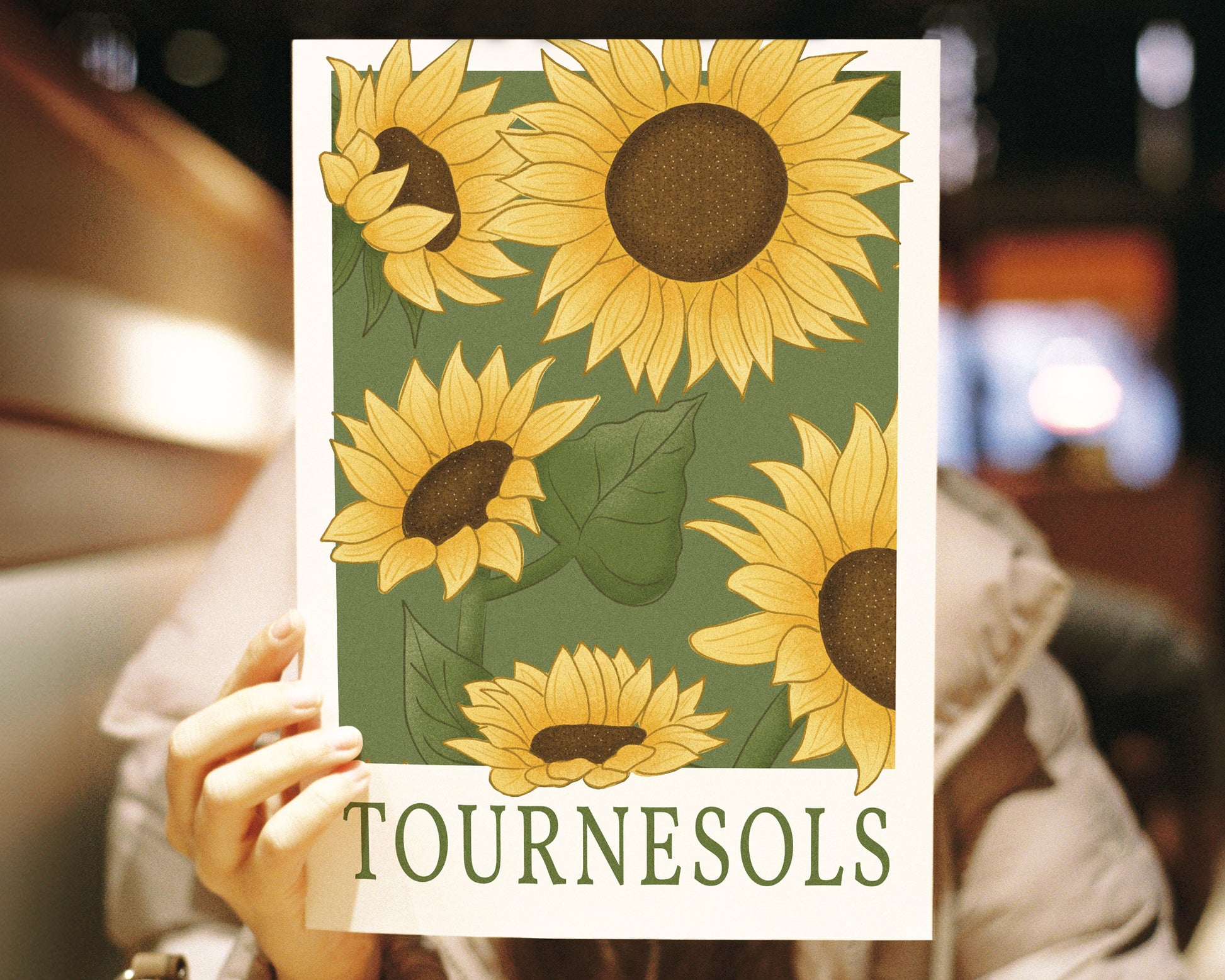 Sunflower Wall Art - Turnesols - A4 held in hand