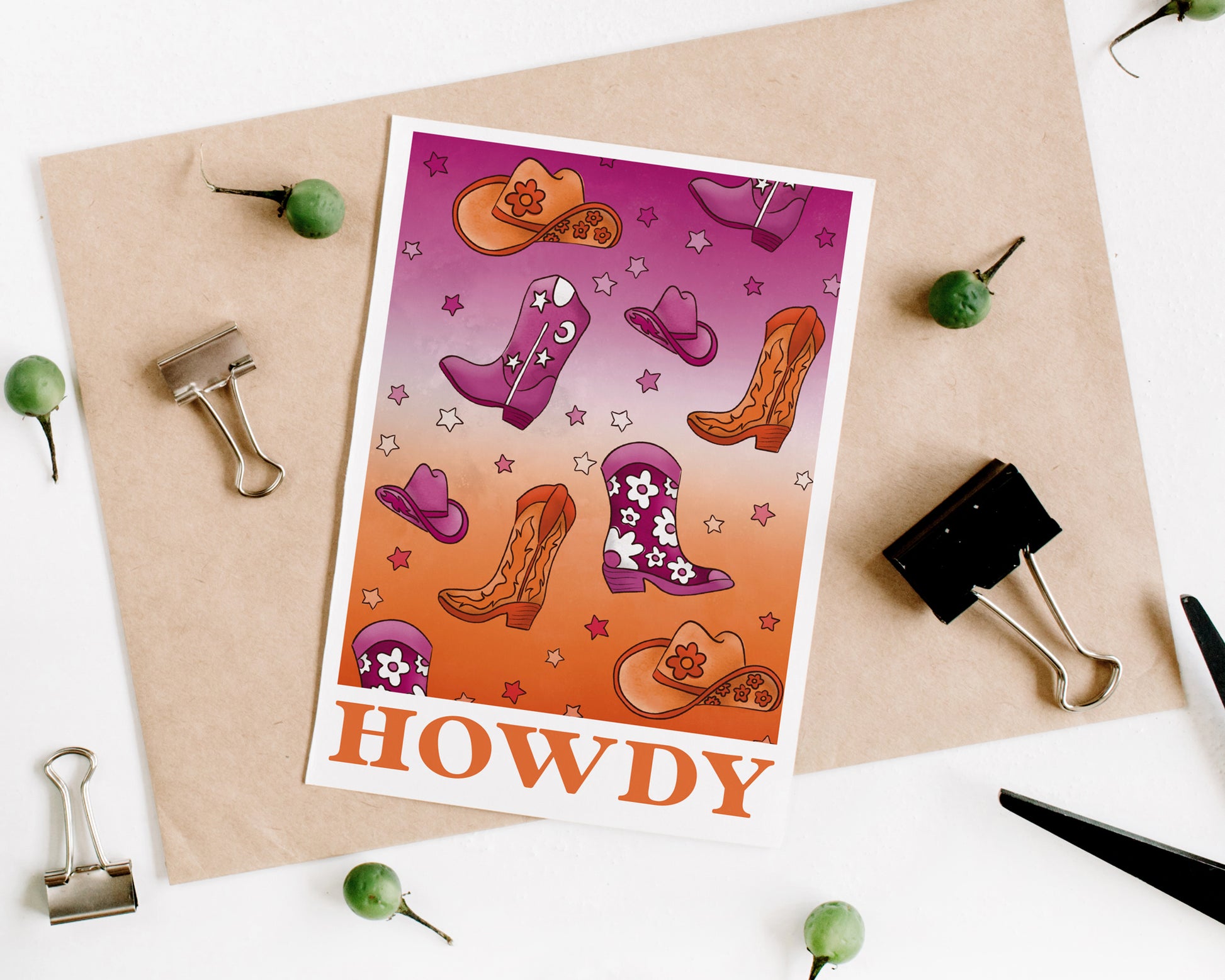 Howdy Wall Art - A5 print