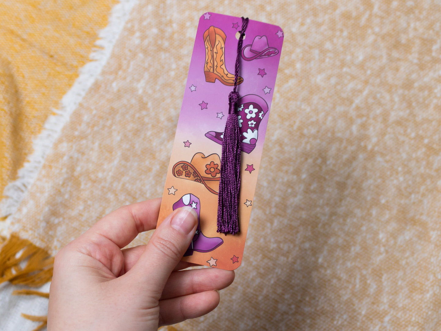 Cowgirl / Cowboy / Cowthey Bookmark with Tassel - in hand