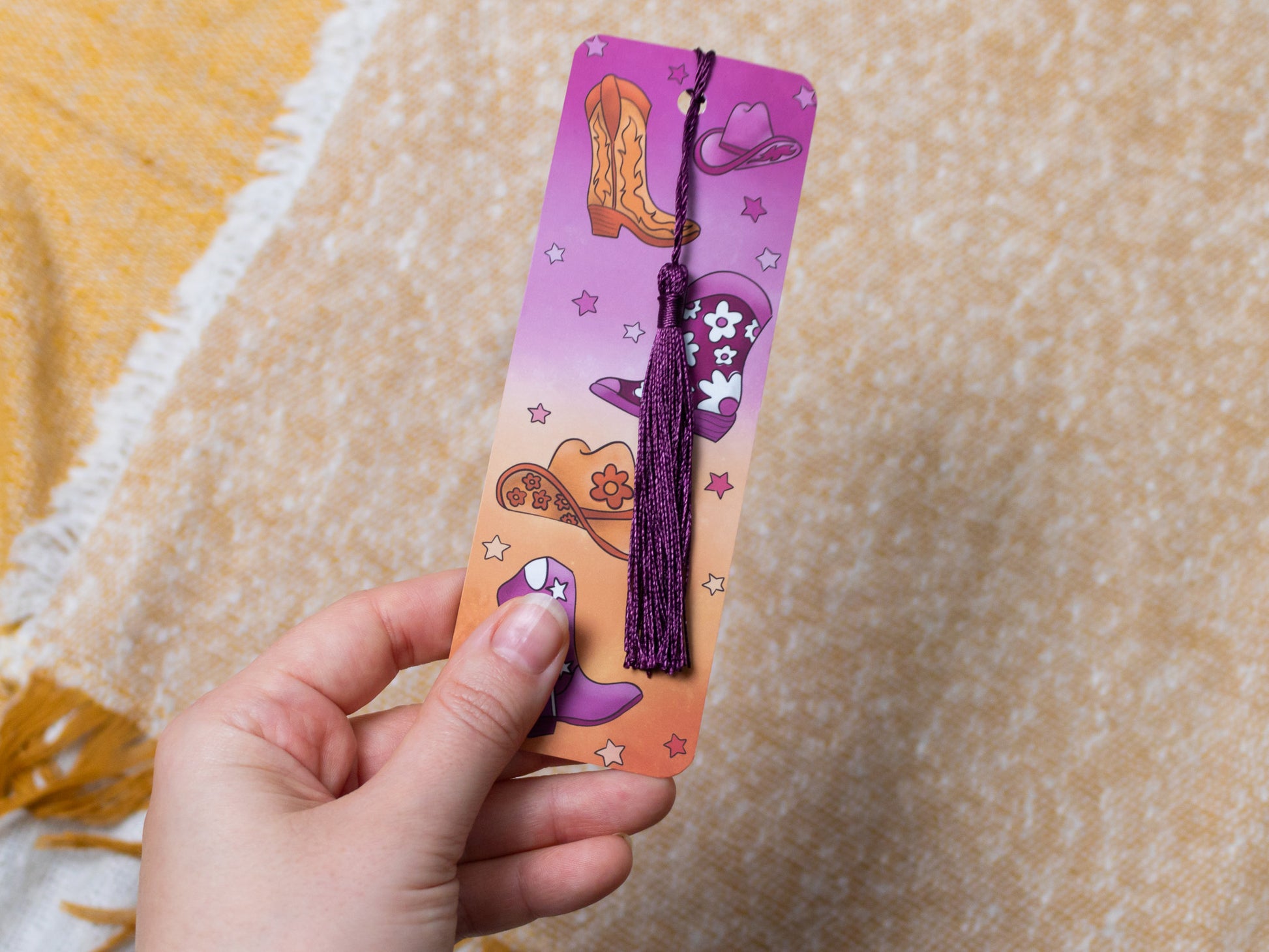 Cowgirl / Cowboy / Cowthey Bookmark with Tassel - in hand