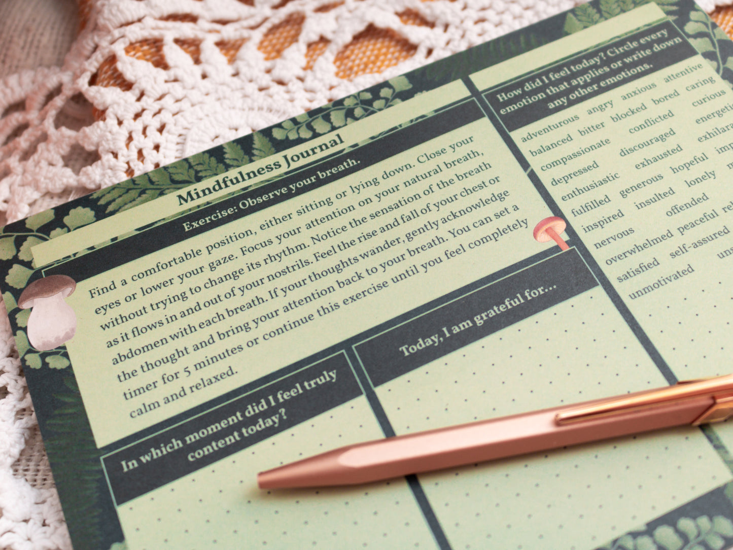 A5 Mindfulness Journal With Mushroom Design