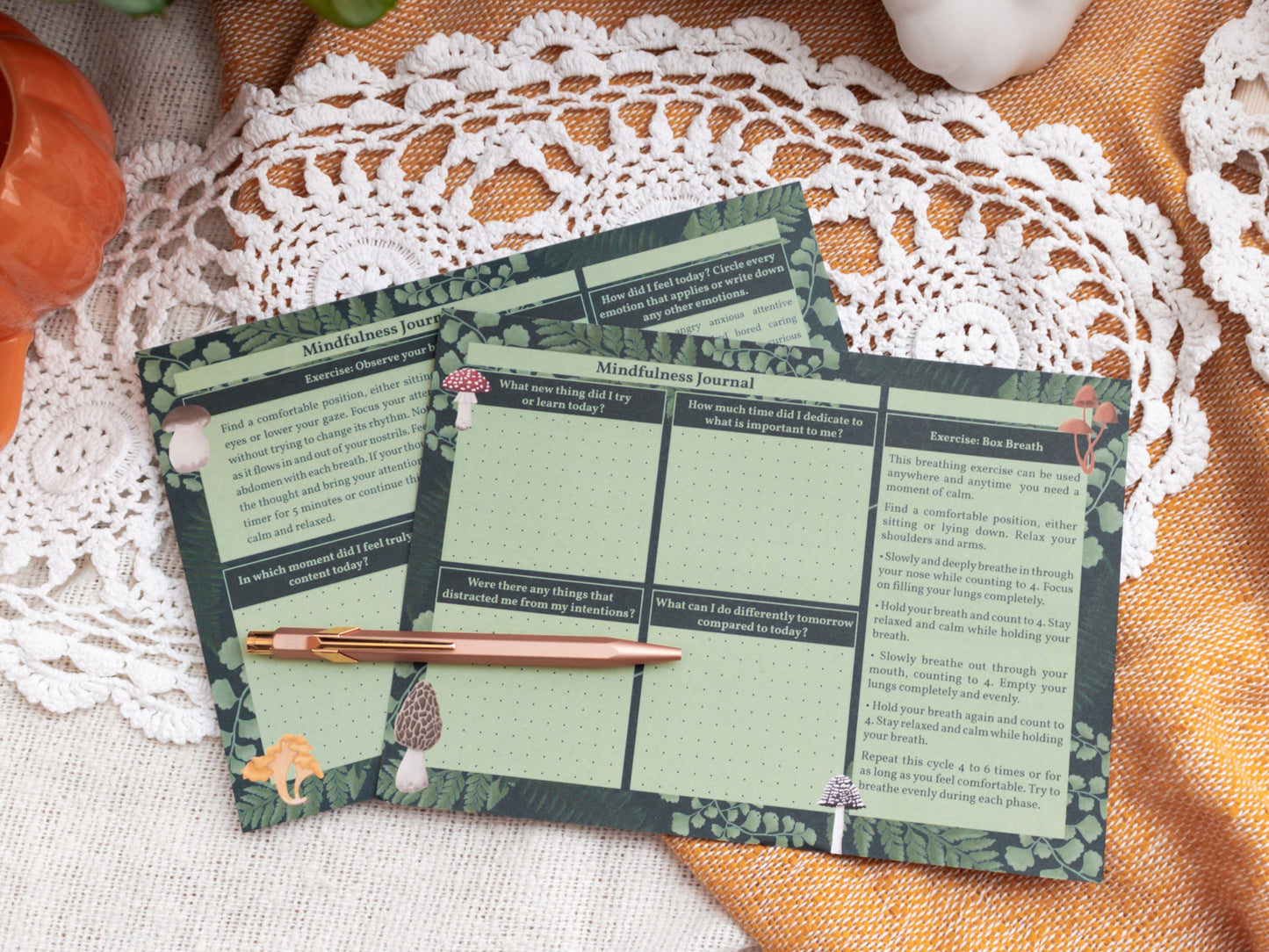 Mushroom Mindfulness Journal - Double-sided Pages
