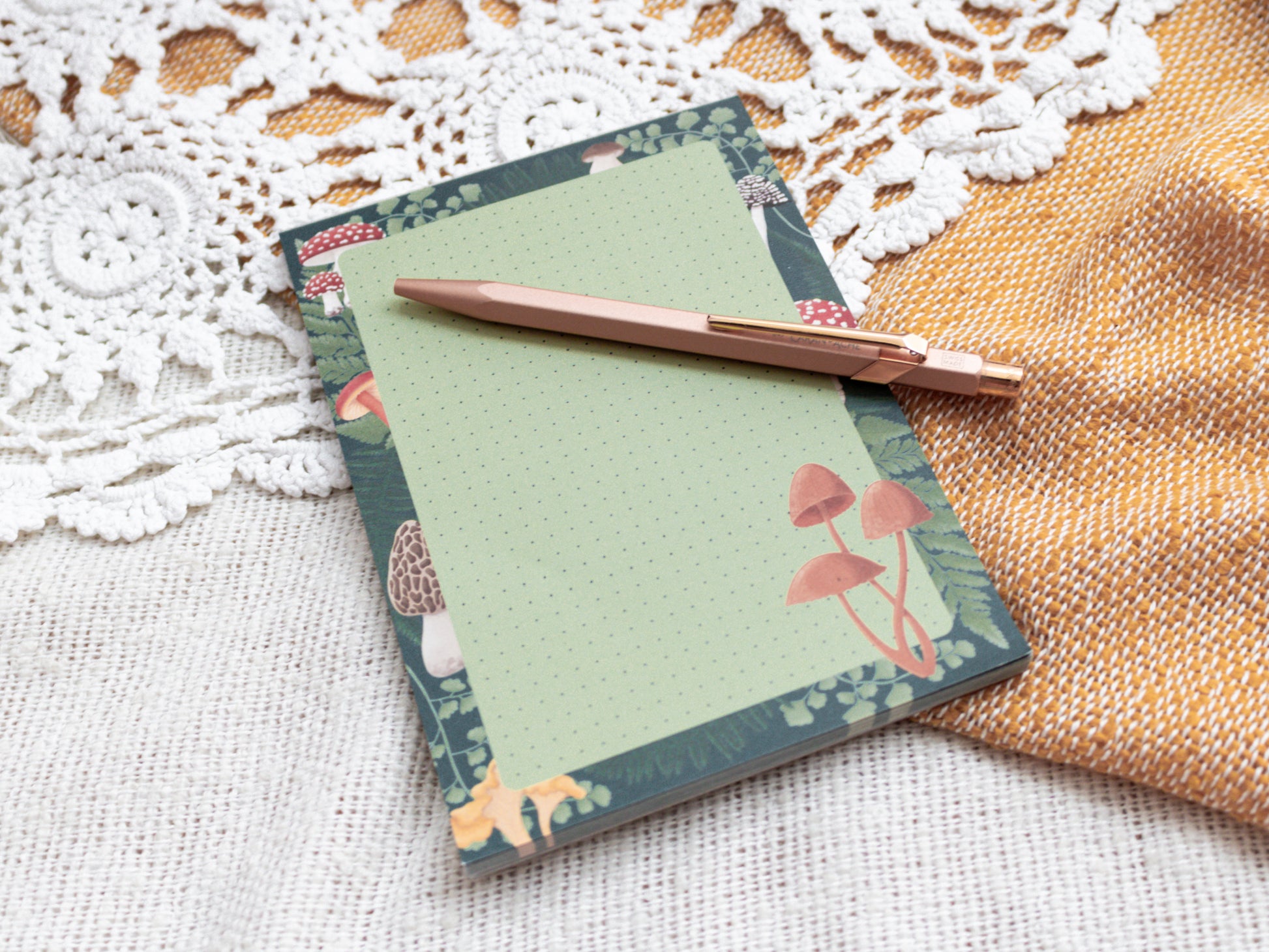 Mushroom and Fern A6 Notepad with pen