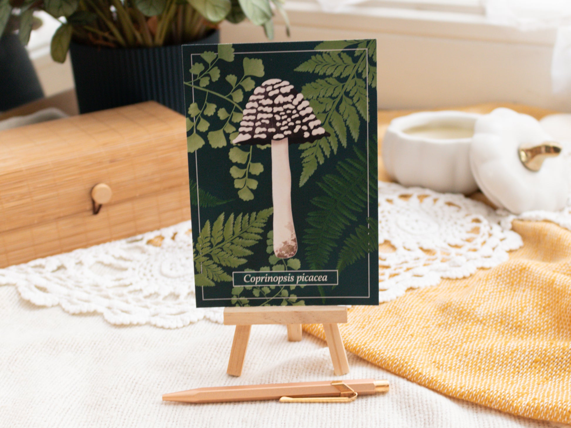 Magpie Inkcap Mushroom Postcard