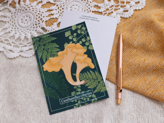Chanterelle Mushroom Postcard with Pen