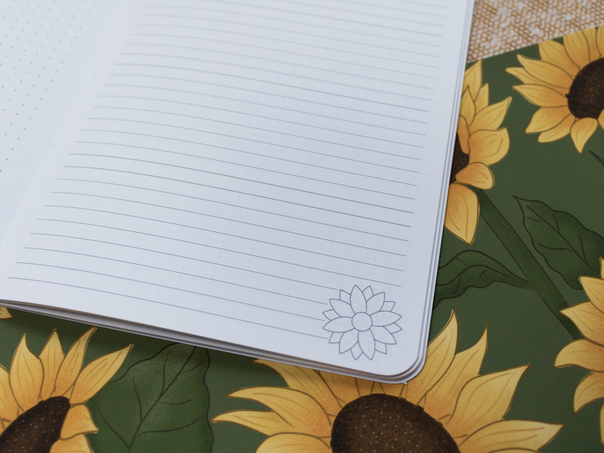 A5 Handmade Notebook with Sunflower Design - ruled