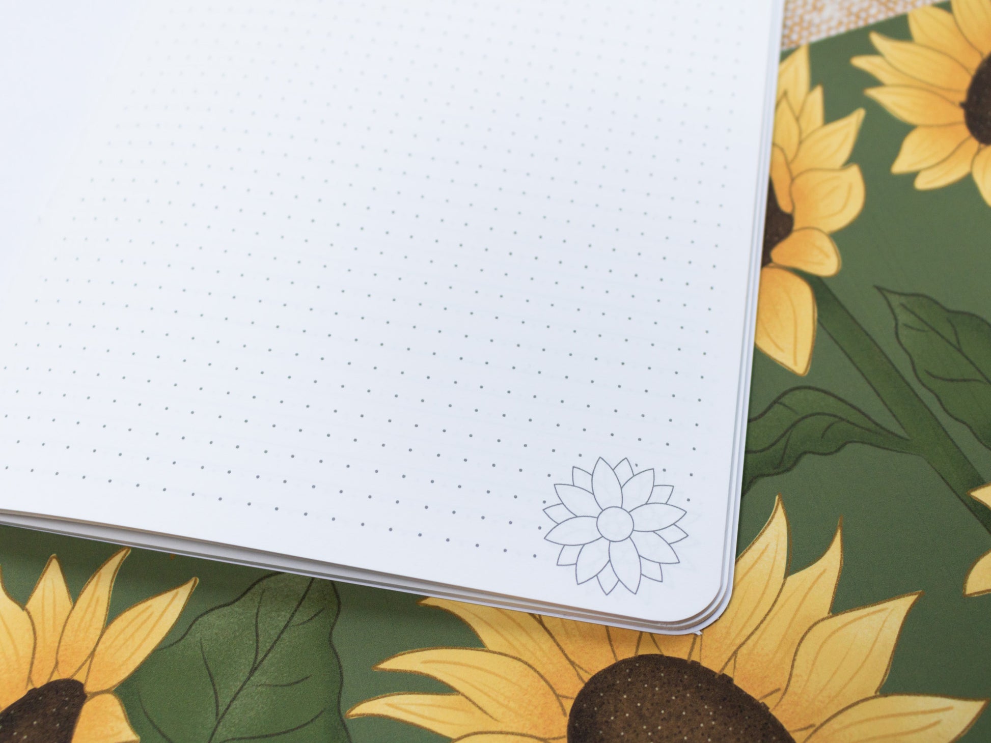 A5 Handmade Notebook with Sunflower Design - dot grid