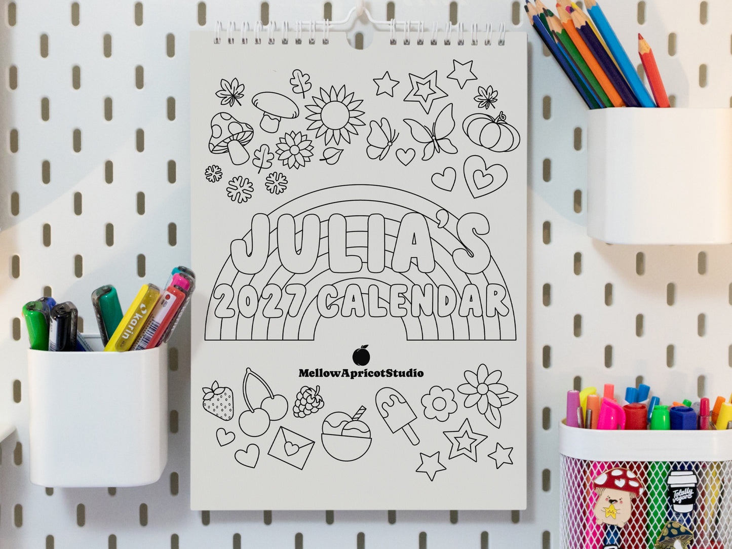 Personalised 2027 Colouring Wall Calendar with Journal Prompts