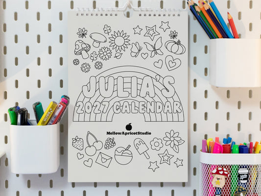 Personalised 2027 Colouring Wall Calendar with Journal Prompts