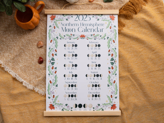 2025 A3 Moon Calendar Print - Northern Hemisphere