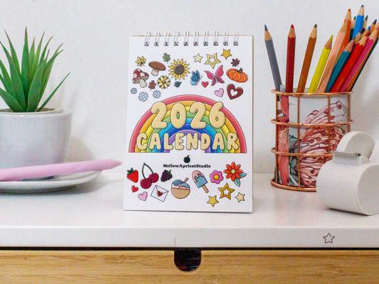 2026 Colourful Mini Desk Calendar with Journal Prompts - Cover