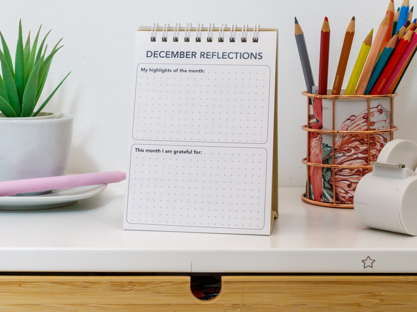 2026 Colourful Mini Desk Calendar with Journal Prompts - Reflection Page