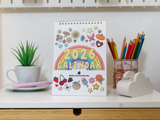 2026 A5 Colourful Desk Calendar with Journal Prompts - Cover