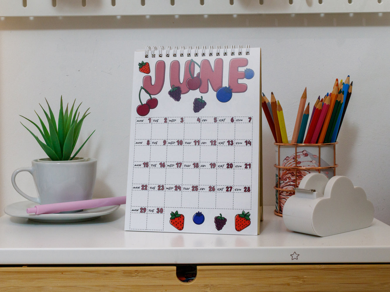 2026 A5 Colourful Desk Calendar with Journal Prompts - June Page