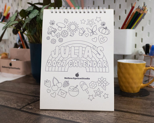 Personalised 2027 Colouring Desk Calendar with Journal Prompts
