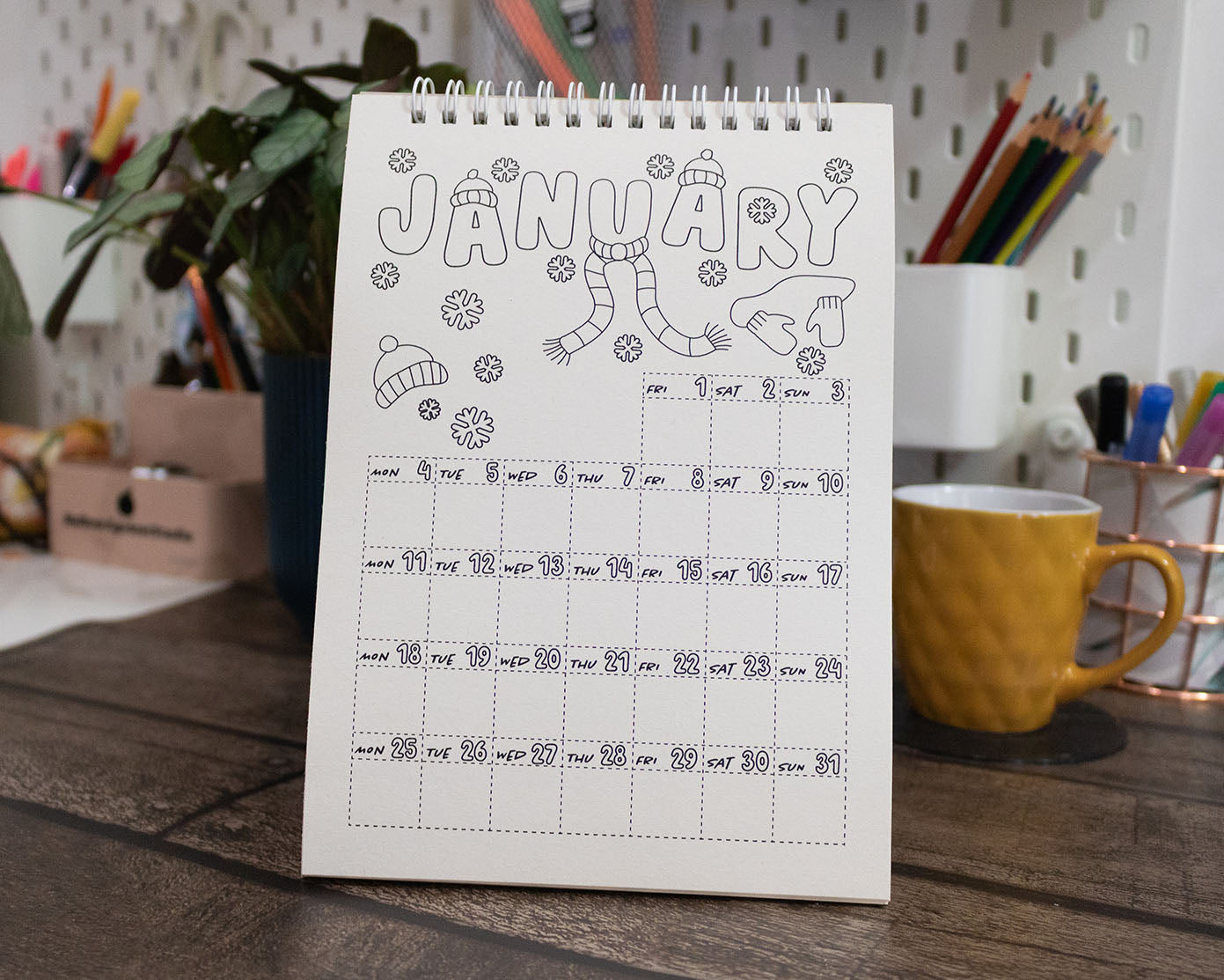 Personalised 2027 Colouring Desk Calendar with Journal Prompts