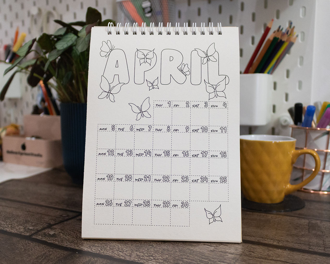 Personalised 2027 Colouring Desk Calendar with Journal Prompts
