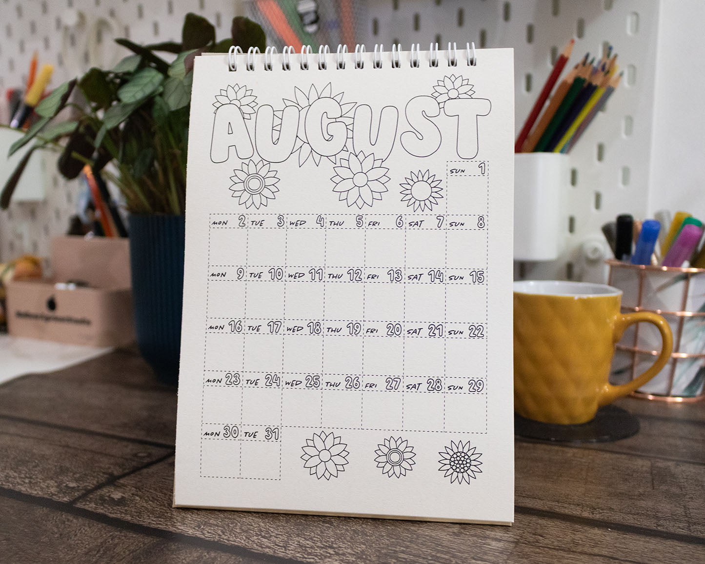 Personalised 2027 Colouring Desk Calendar with Journal Prompts