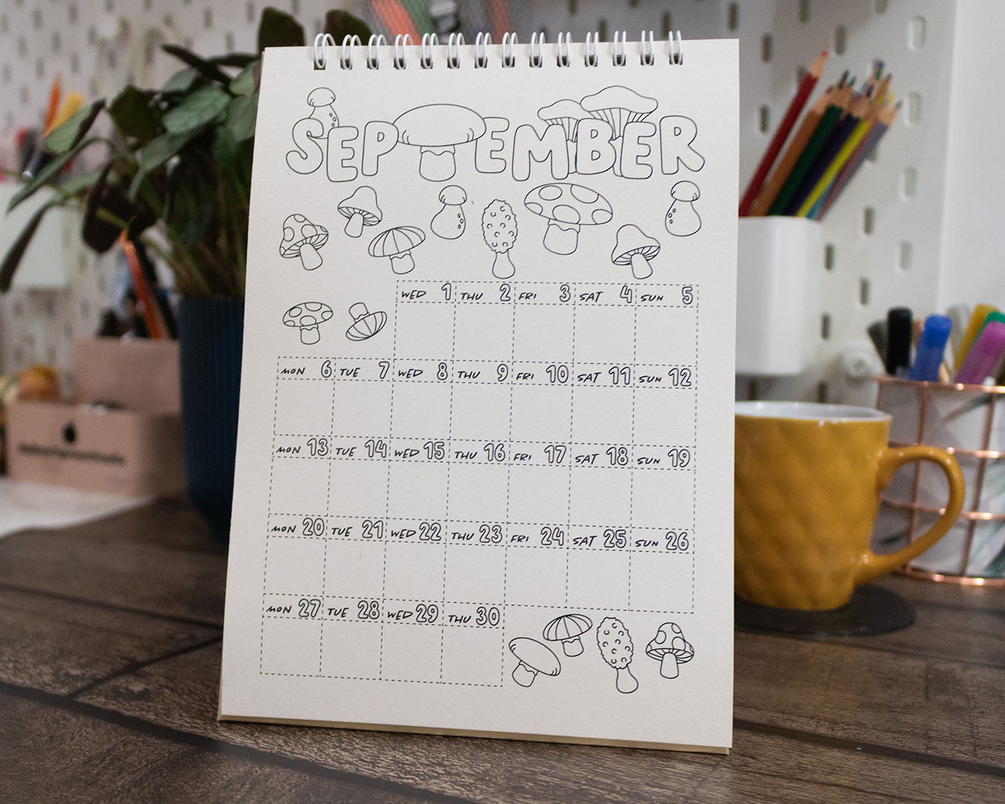 Personalised 2027 Colouring Desk Calendar with Journal Prompts
