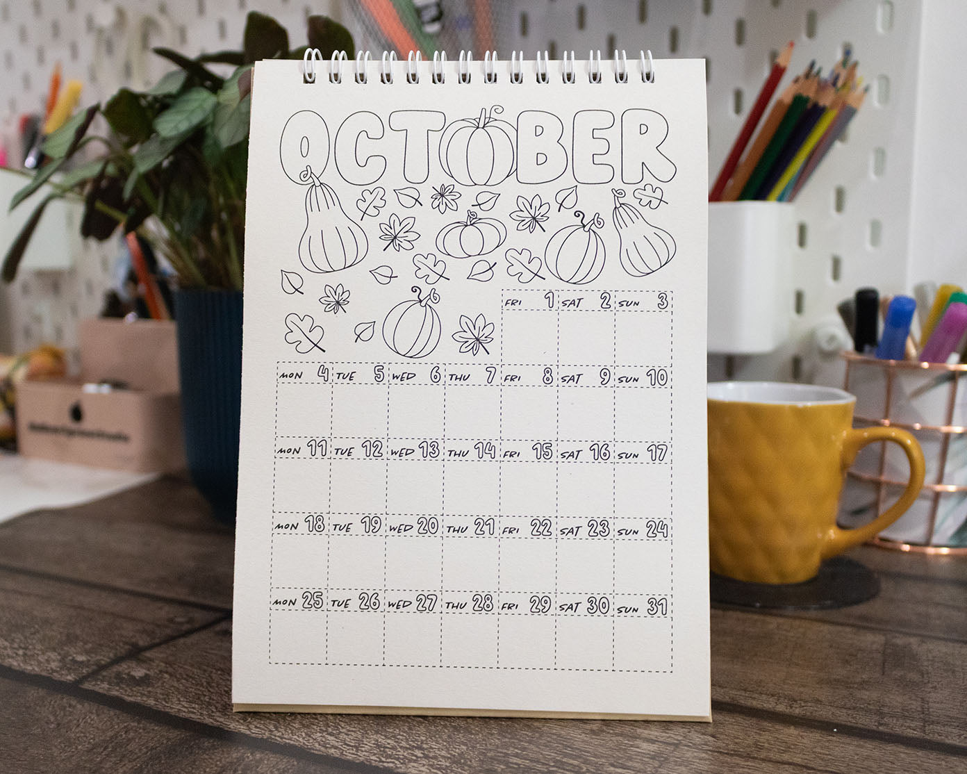 Personalised 2027 Colouring Desk Calendar with Journal Prompts