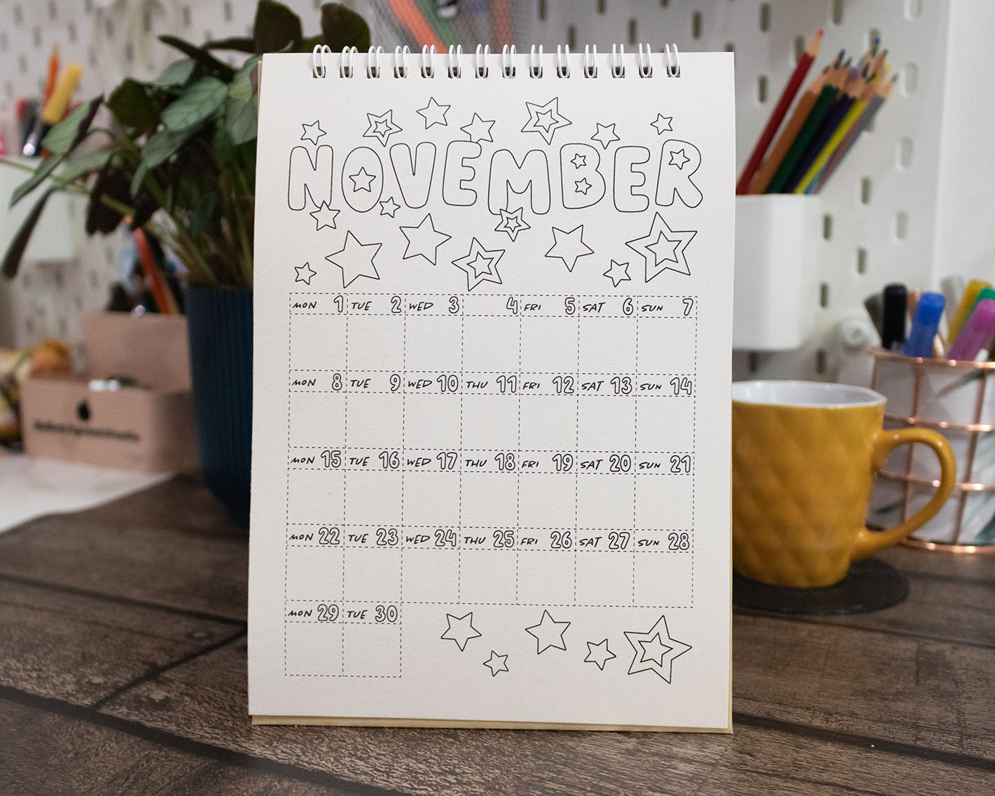 Personalised 2027 Colouring Desk Calendar with Journal Prompts