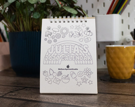 Personalised 2027 Mini Colouring Desk Calendar with Journal Prompts