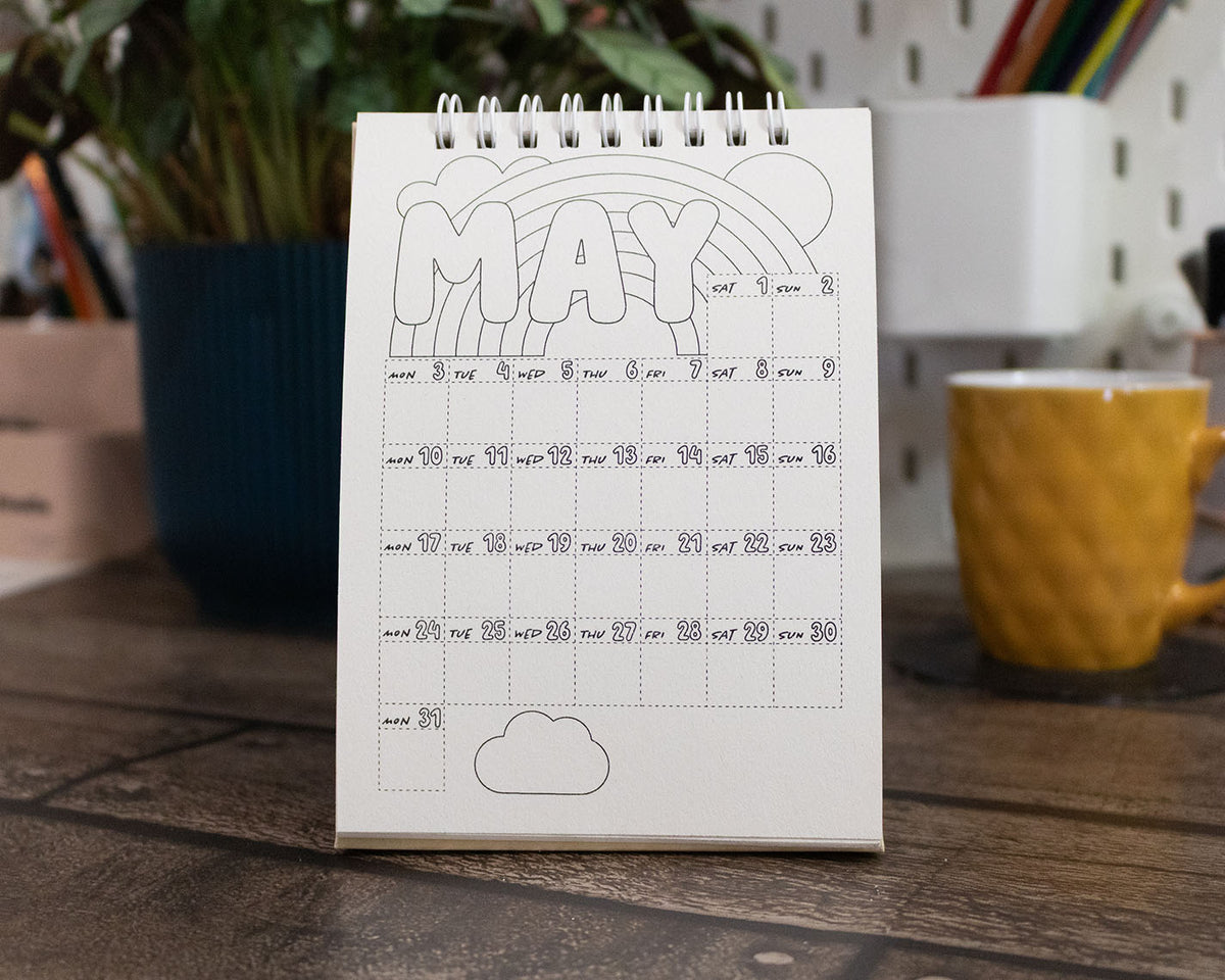 Personalised 2027 Mini Colouring Desk Calendar with Journal Prompts