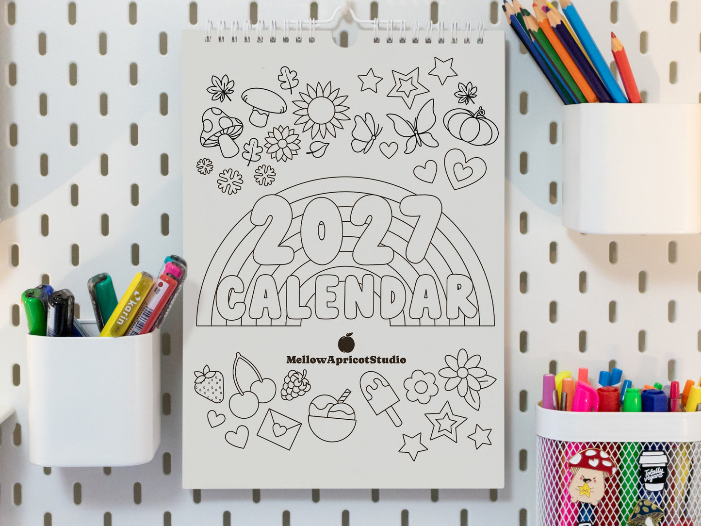 2027 Colouring Wall Calendar with Journal Prompts