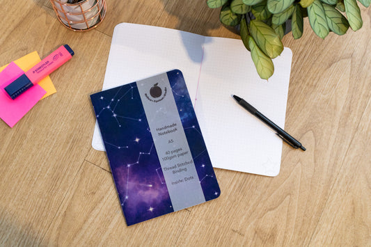 A5 Handmade Notebook with Cosmic Design