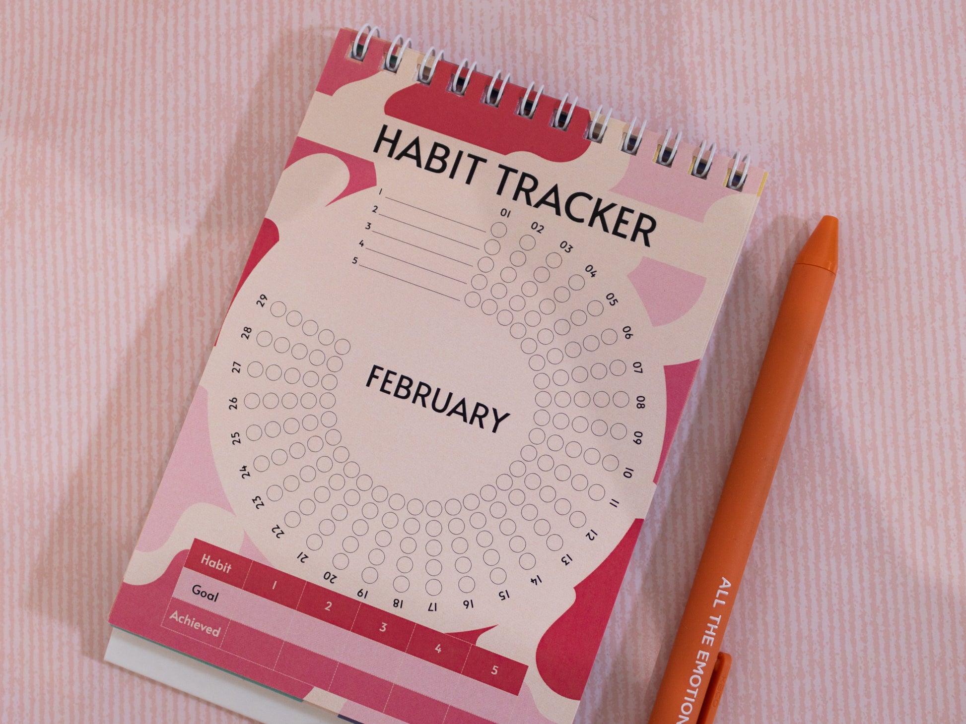 A6 Mini Desk Habit Tracker - February Close Up