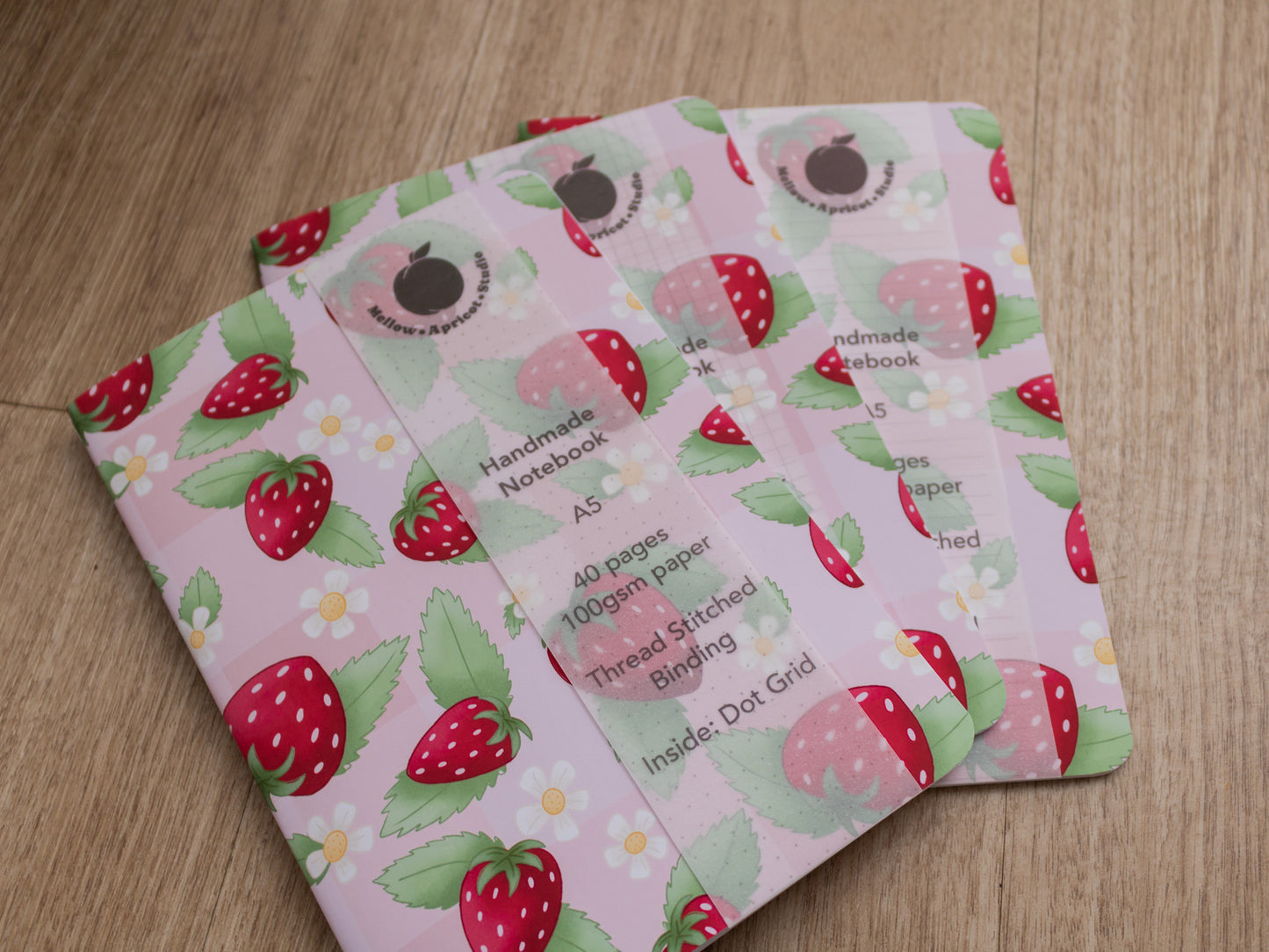 A5 Handmade Notebook with Strawberry Design