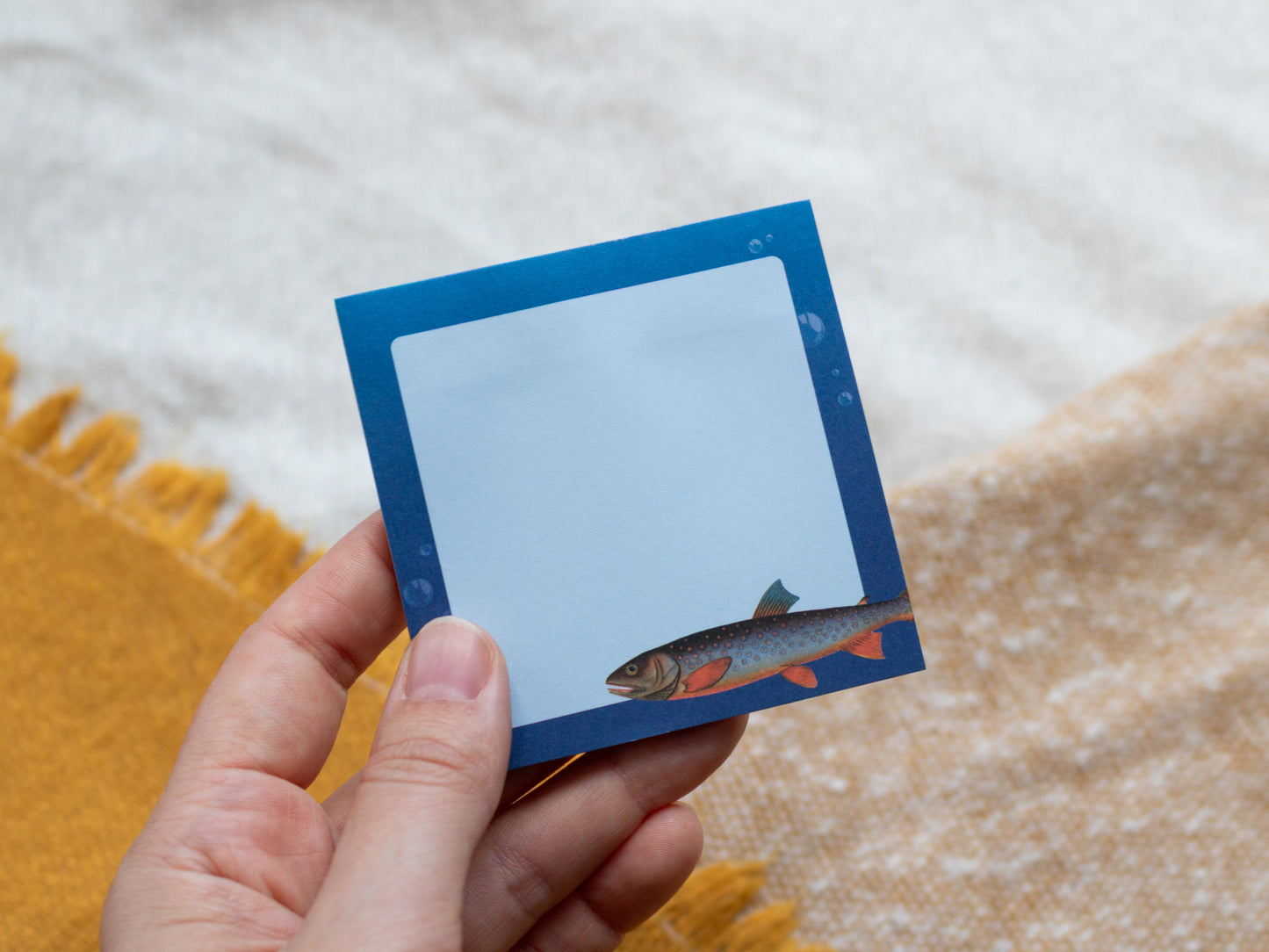 Vintage Fish Sticky Notes held in hand