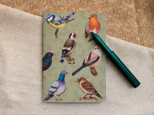 A6 Handmade Notebook with British Garden Bird Design