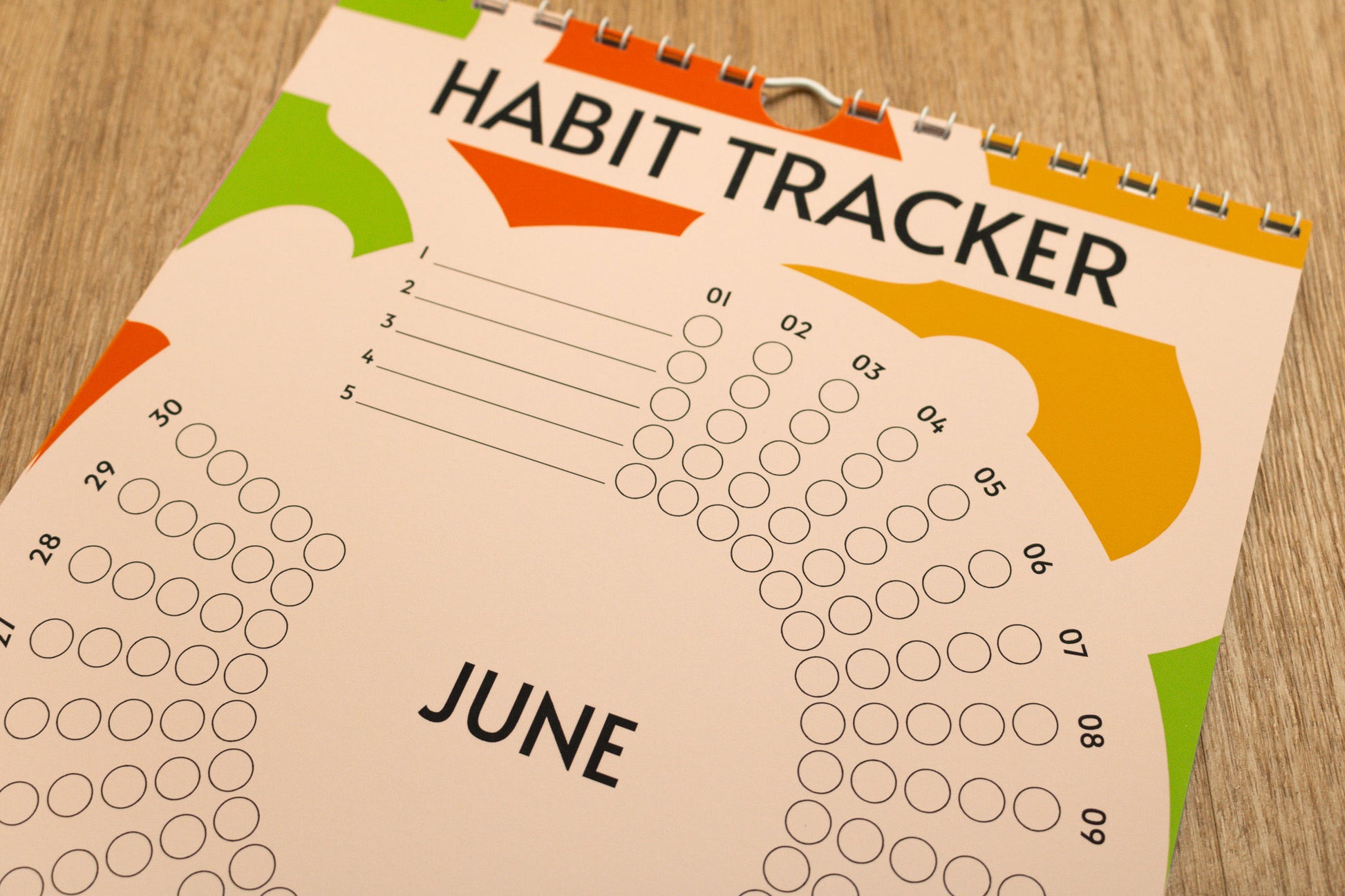 Modern Colourful 12-month Habit Tracker by Mellow Apricot Studio - June Page