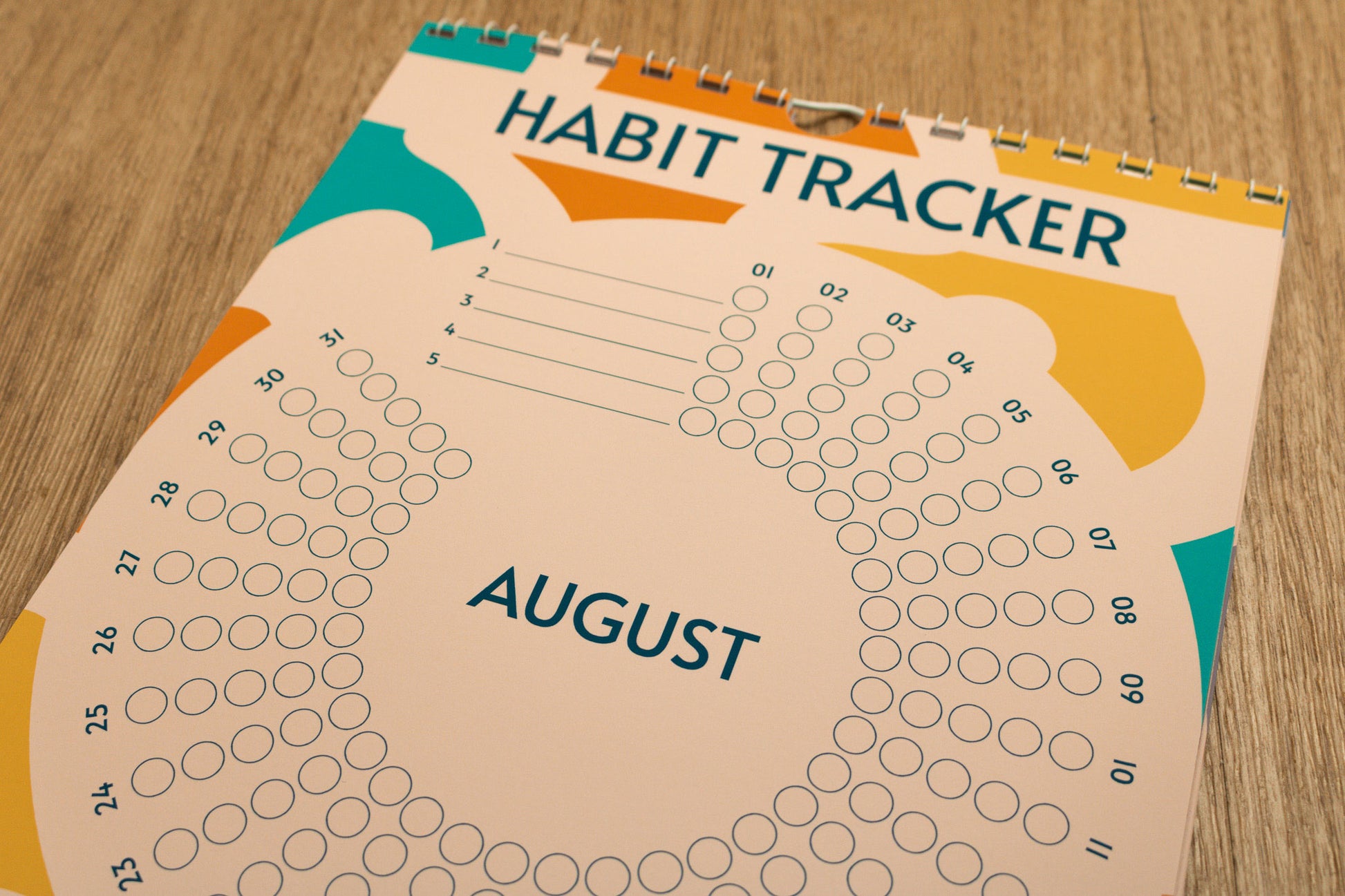 Modern Colourful 12-month Habit Tracker by Mellow Apricot Studio - August Page