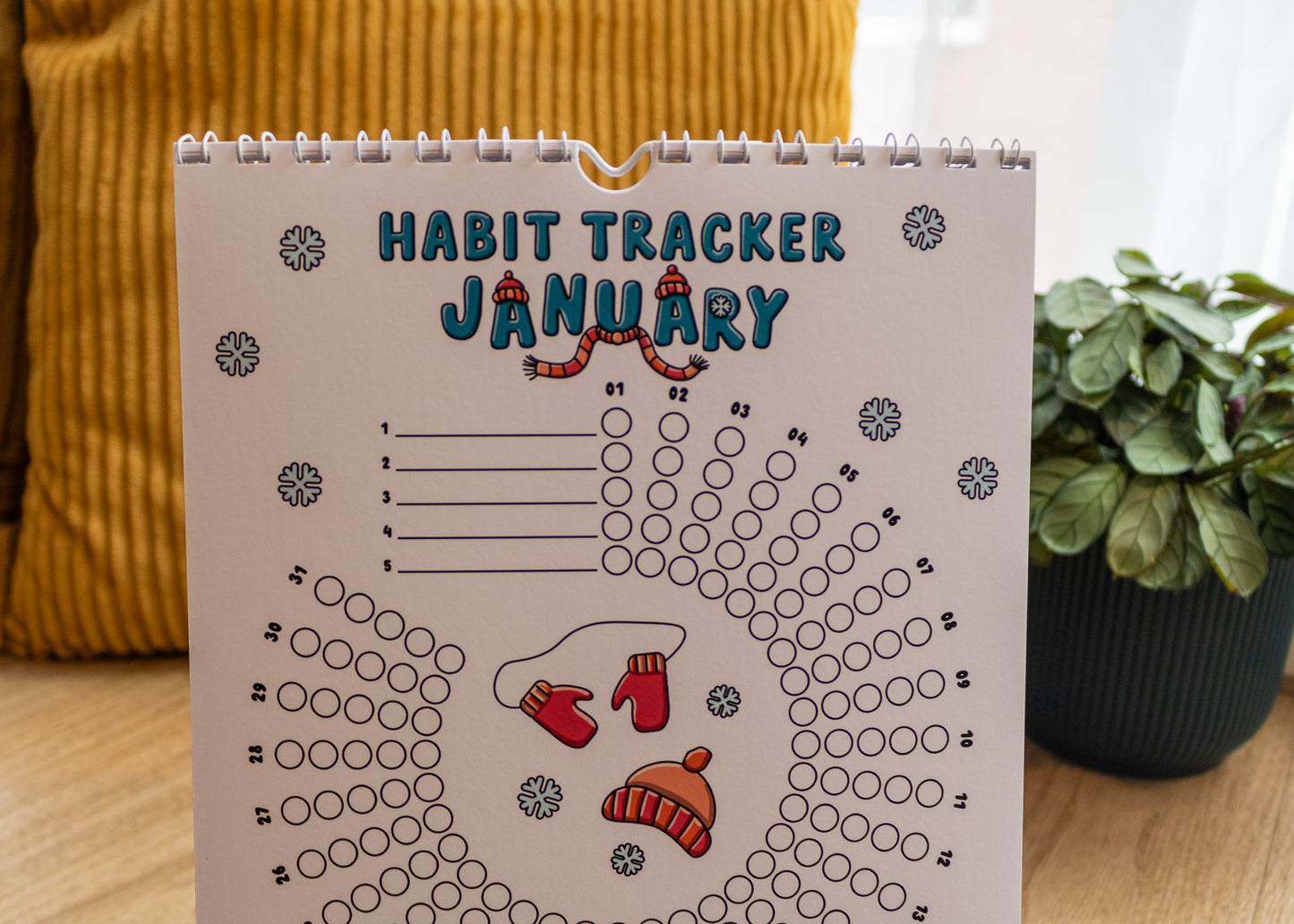 12-Month Playful Habit Tracker by MellowApricotStudio - January page top