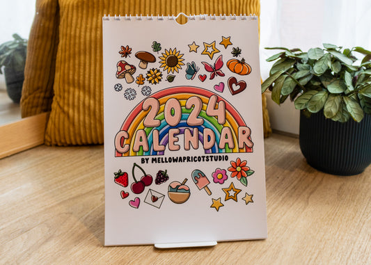 2024 Colourful Calendar by MellowApricotStudio - cover page in lifestyle setting