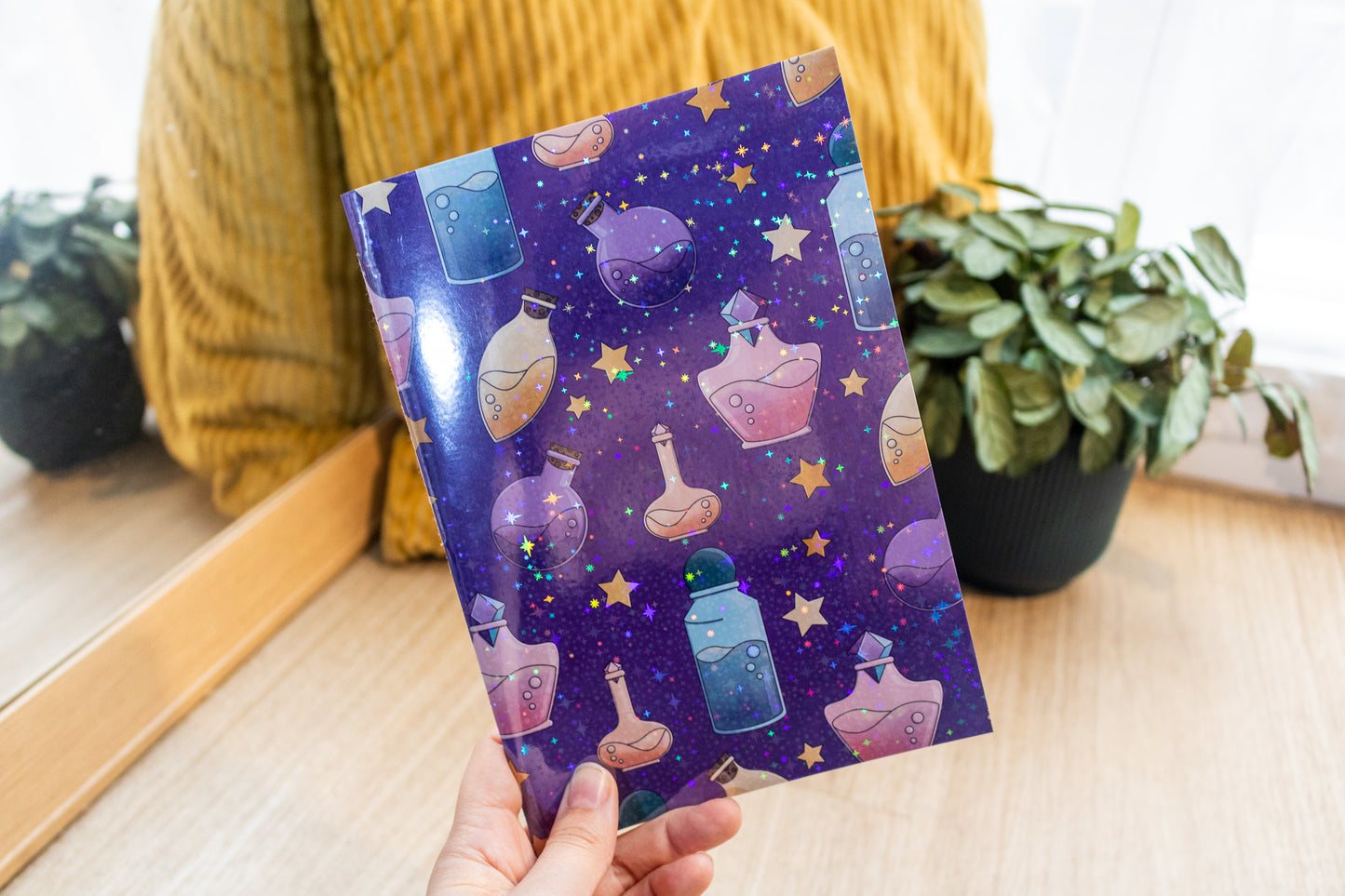 A5 Handmade Notebook with Holographic Magic Potion Design