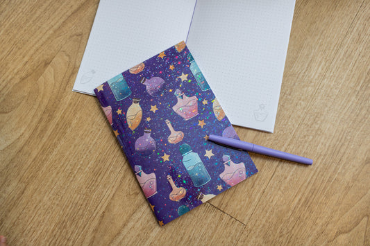 A5 Handmade Notebook with Holographic Magic Potion Design