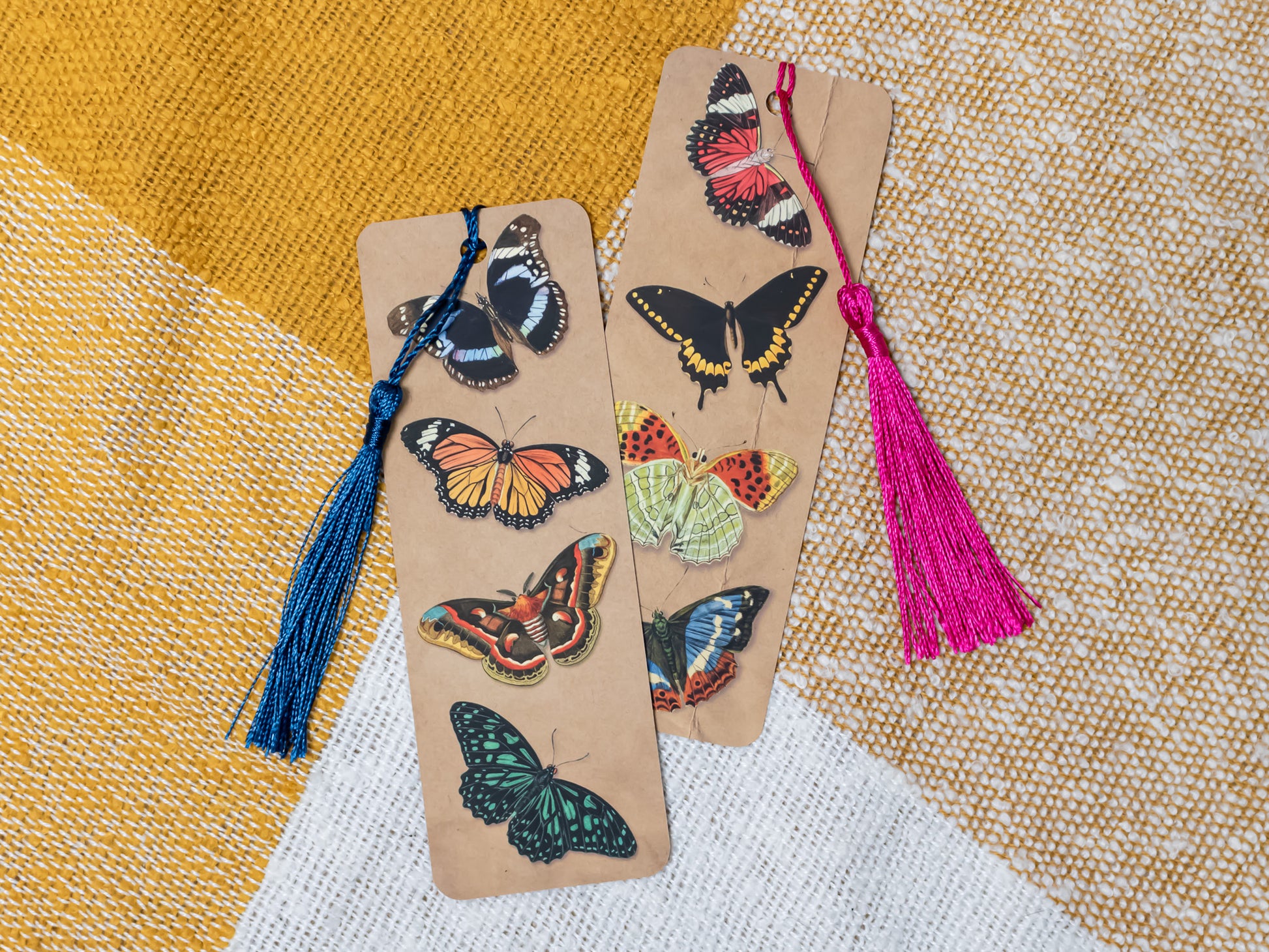 Vintage Butterfly Bookmark with Tassel - front and back